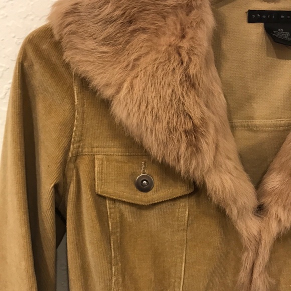 SHERI BODELL rabbit fur corduroy jacket coat Sm - Picture 2 of 8